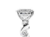White gold Emerald Solitaire Twisted Band with Prong Setting 5