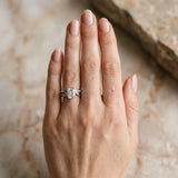 White gold Emerald Solitaire Twisted Band with Prong Setting_12