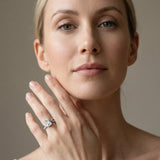 White gold Emerald Solitaire Twisted Band with Prong Setting_13