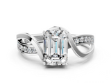 White gold Emerald Solitaire Twisted Band with Prong Setting_45