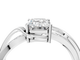 White gold Emerald Solitaire Twisted Band with Prong Setting_49