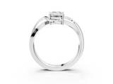 White gold Emerald Solitaire Twisted Band with Prong Setting_53