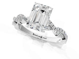 White gold Emerald Solitaire Twisted Pave Band with Four-Prong Setting_39