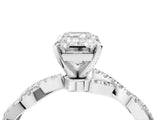 White gold Emerald Solitaire Twisted Pave Band with Four-Prong Setting_42