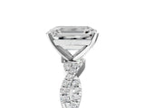 White gold Emerald Solitaire Twisted Pave Band with Four-Prong Setting_43
