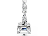 White gold Emerald Solitaire Twisted Pave Diamond Ring with Four-Prong Setting_12