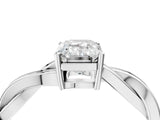 White gold Emerald Solitaire Twisted Pave Diamond Ring with Four-Prong Setting_16