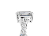 White gold Emerald Solitaire Twisted Pave Diamond Ring with Four-Prong Setting_17