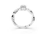 White gold Emerald Solitaire Twisted Pave Diamond Ring with Four-Prong Setting_95