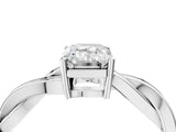 White gold Emerald Solitaire Twisted Pave Diamond Ring with Four-Prong Setting_96