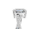 White gold Emerald Solitaire Twisted Pave Diamond Ring with Four-Prong Setting_97