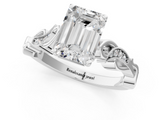White gold Emerald Solitaire Vine Band with Milgrain Prong Setting_25