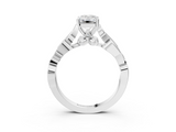 White gold Emerald Solitaire Vine Band with Milgrain Prong Setting_27