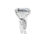 White gold Emerald Solitaire Vine Band with Milgrain Prong Setting_29