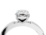 White gold Emerald Solitaire with Pavé Band and Four-Prong Setting_368