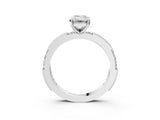 White gold Emerald Solitaire with Pavé Band and Four-Prong Setting_368