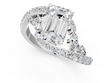 White gold Emerald Solitaire with Pavé Twist Band and Four-Prong Setting_106