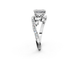 White gold Emerald Solitaire with Pavé Twist Band and Four-Prong Setting_107