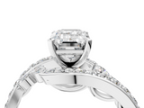 White gold Emerald Solitaire with Pavé Twist Band and Four-Prong Setting_108