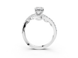 White gold Emerald Solitaire with Pavé Twist Band and Four-Prong Setting_108