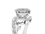 White gold Emerald Solitaire with Pavé Twist Band and Four-Prong Setting_110