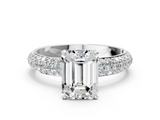 White gold Emerald Solitaire with Pave Band and Four-Prong Setting_37