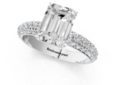 White gold Emerald Solitaire with Pave Band and Four-Prong Setting_38