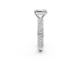 White gold Emerald Solitaire with Pave Band and Four-Prong Setting_39