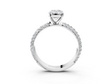 White gold Emerald Solitaire with Pave Band and Four-Prong Setting_40