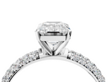 White gold Emerald Solitaire with Pave Band and Four-Prong Setting_41