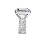 White gold Emerald Solitaire with Pave Band and Four-Prong Setting_42