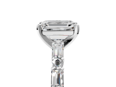 White gold Emerald Solitaire with Side Baguettes and Channel Set Band_105