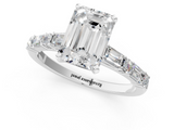 White gold Emerald Solitaire with Side Baguettes and Channel Set Band_114