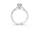 White gold Emerald Solitaire with Side Baguettes and Channel Set Band_117