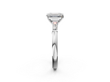 White gold Emerald Solitaire with Tapered Baguette Side Stones on a Classic Band with Four-Prong Setting_223