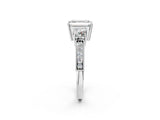White gold Emerald Three-Stone Diamond Ring with Pavé Band and Four-Prong Setting_8