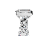 White gold Emerald Three-Stone Diamond Ring with Pavé Split Shank and Four-Prong Setting_126