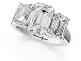 White gold Emerald Three-Stone Diamond Ring with Prong Setting on a Classic Band_24