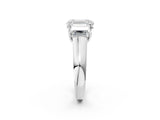 White gold Emerald Three-Stone Diamond Ring with Prong Setting on a Classic Band_25