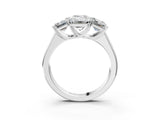 White gold Emerald Three-Stone Diamond Ring with Prong Setting on a Classic Band_26