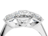 White gold Emerald Three-Stone Diamond Ring with Prong Setting on a Classic Band_27