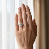White gold Emerald Three-Stone Diamond Ring with Prong Setting on a Classic Band_3