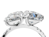 White gold Emerald and Heart Toi Moi Ring with Prong Setting and Pave Band 4