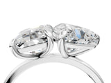 White gold Emerald and Heart Toi Moi Ring with Prong Setting and Plain Band 4