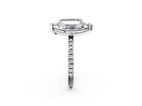 White gold Emerald and Marquise Toi Moi Ring with Prong Setting and Micro Pave Band 2