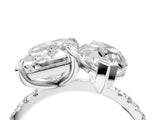 White gold Emerald and Marquise Toi Moi Ring with Prong Setting and Micro Pave Band 4