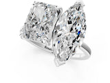White gold Emerald and Marquise Toi Moi Ring with Prong Setting and Plain Band 1