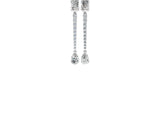 White gold Emerald and Pear Diamond Linear Earrings with Round Lab Grown Diamond Accents_16