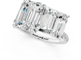White gold Emerald and Princess Toi Moi Ring with Prong Setting and Micro Pave Band 1