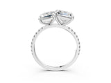 White gold Emerald and Princess Toi Moi Ring with Prong Setting and Micro Pave Band 3